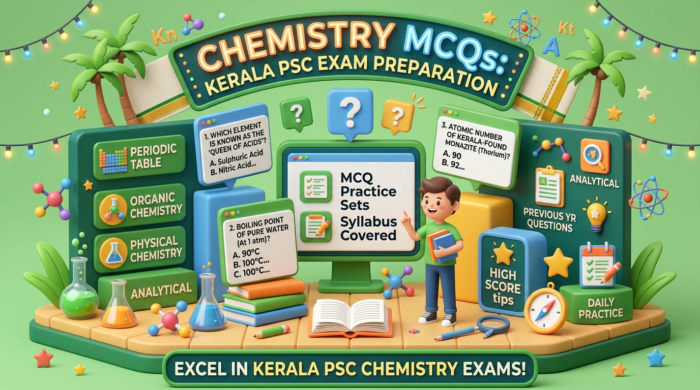 Chemistry MCQs Kerala PSC exam preparation with practice sets syllabus covered and study tips