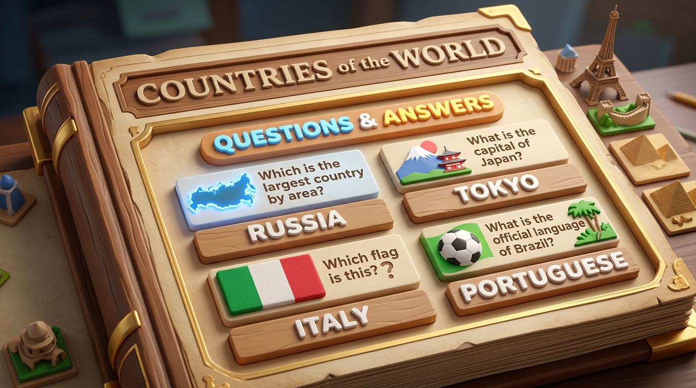 Single page Countries of the World Questions and Answers